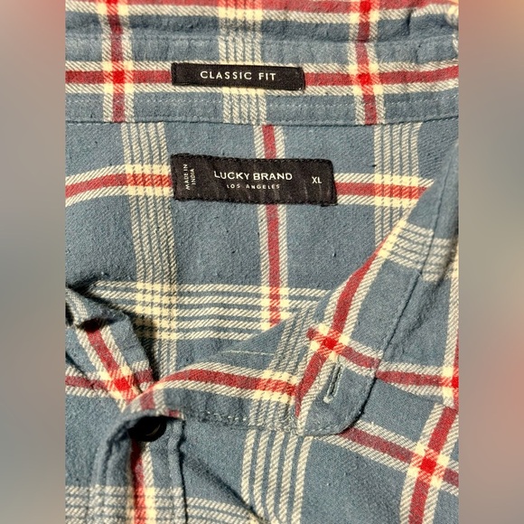 Lucky Brand Classic Fit Plaid Flannel Shirt Blue Red XL Soft Cotton - Picture 3 of 11